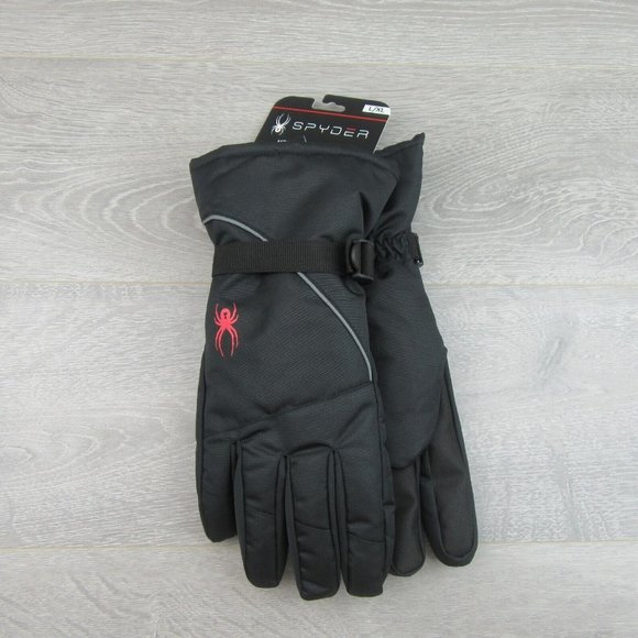 Spyder Insulated Ski Winter Snow Black Red Gloves Men's Size Large / XL NEW - Picture 2 of 11